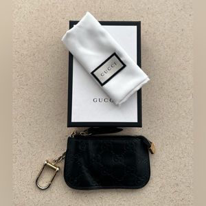 Gucci Guccisima Black Leather Key Pouch